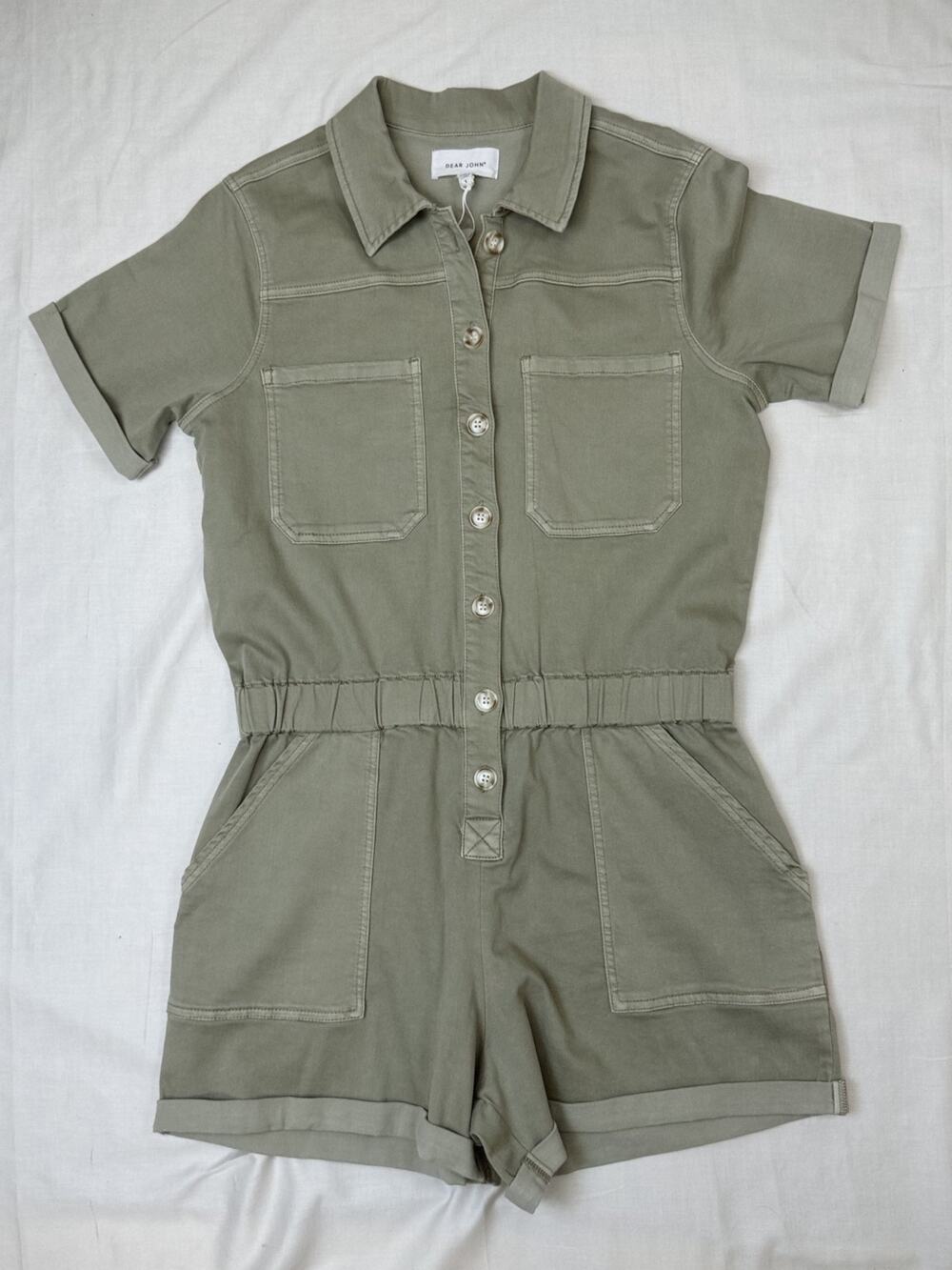 NWT Dear John Boutique Short Romper - Green - LARGE #0357